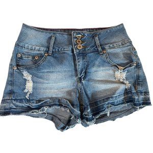 Boom Boom Jeans Womens Cut Off Short SH19729Z Button Fly Distressed Blue Size 9